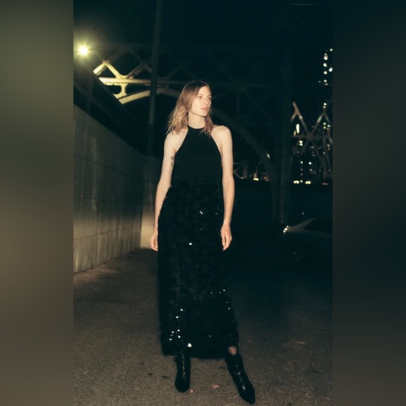 Zara Sequin Knit Halter Dress - Picture 2 of 7
